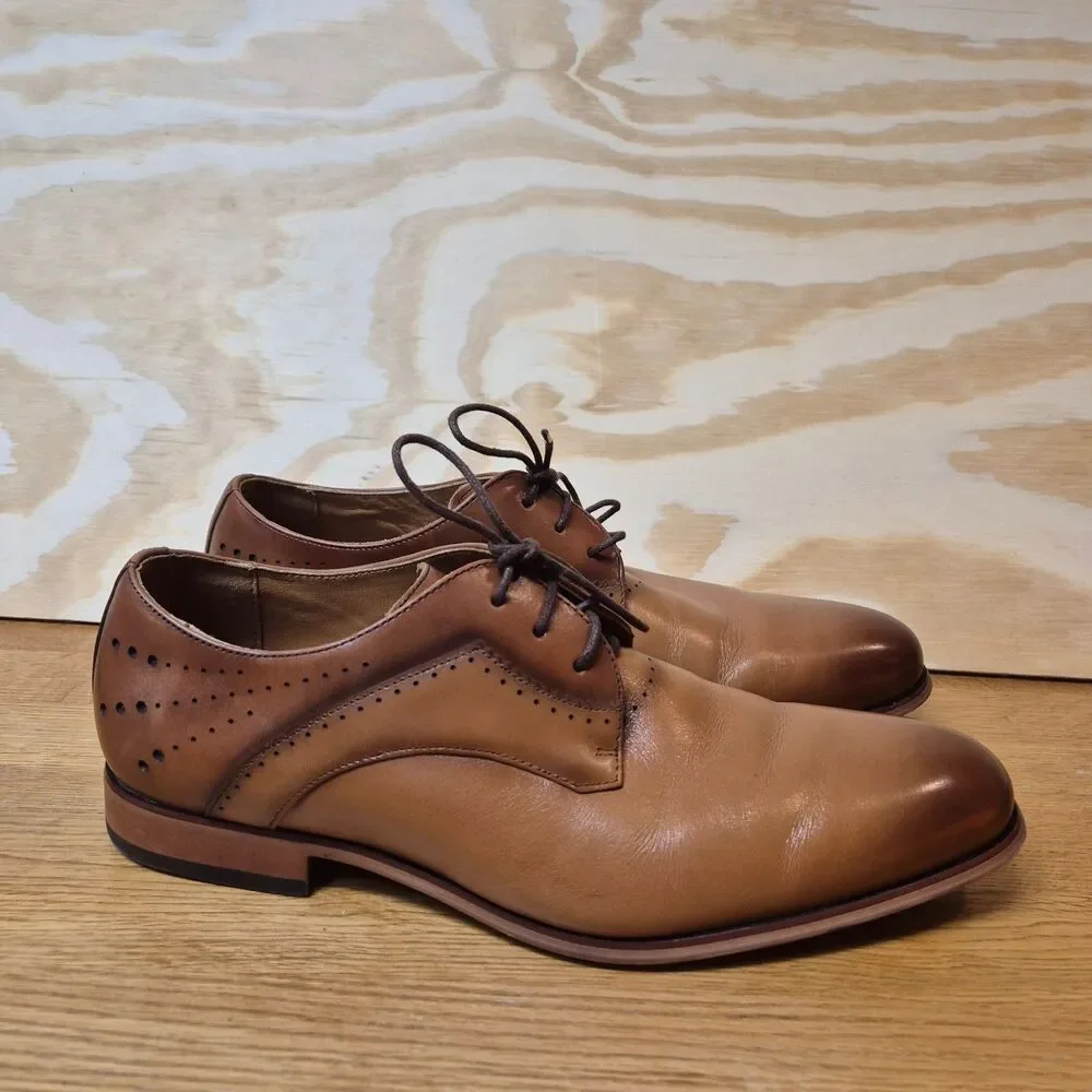Stacy Adams Men's Brown Leather Cap Toe Oxford Dress Shoes Size 10M
